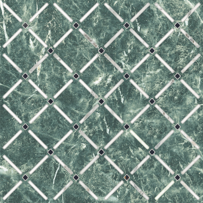 Elios Ceramica Dynasty Crown Green 3d Honed 30x30