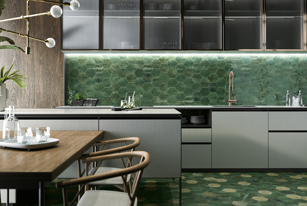 Ceramica Ribesalbes Hope Blue Hex Glossy  15x17.3