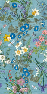 La Bottega del Decoro Grandi Lastre Flowers Azzurro 120x280